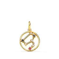 18K Horoscopo Oro Amarillo Leo Constelaciones Circonita Color 12 Mm