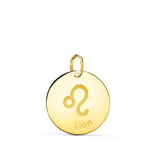 18K Horoscopo Oro Amarillo Leo En Frances Brillo 16 Mm