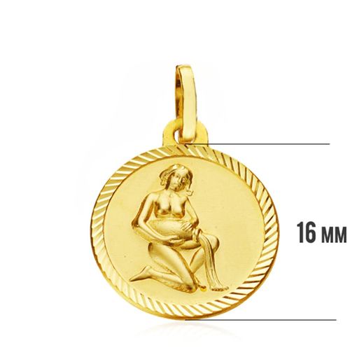 18K Horoscopo Oro Amarillo Oro Amarillo Acuario 16 Mm