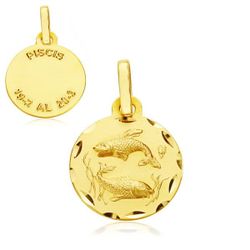 18K Horoscopo Oro Amarillo Piscis 13 Mm
