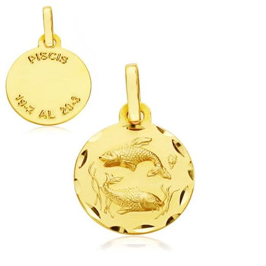 18K Horoscopo Oro Amarillo Piscis 13 Mm