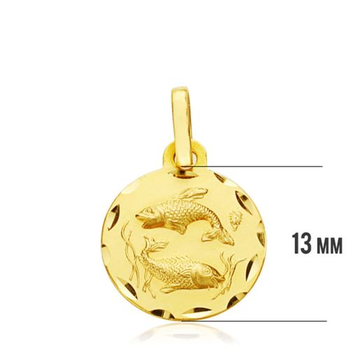 18K Horoscopo Oro Amarillo Piscis 13 Mm