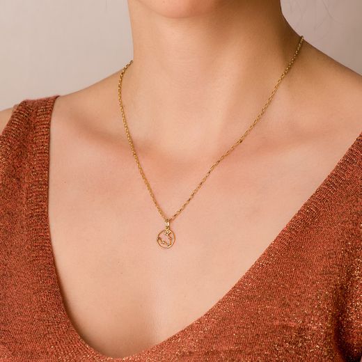 18K Horoscopo Oro Amarillo Piscis Constelaciones Circonita 12 Mm