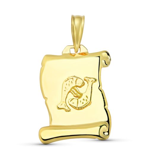 18K Horoscopo Oro Amarillo Piscis Pergamino