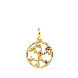 18K Horoscopo Oro Amarillo Sagitario Constelaciones Circonita 12 Mm