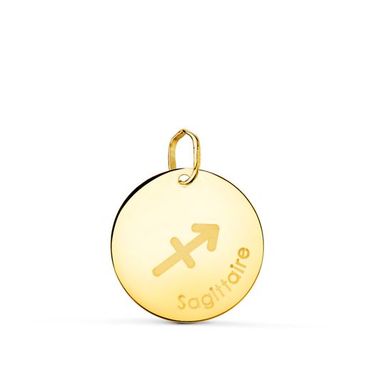18K Horoscopo Oro Amarillo Sagitario En Frances Brillo 16 Mm