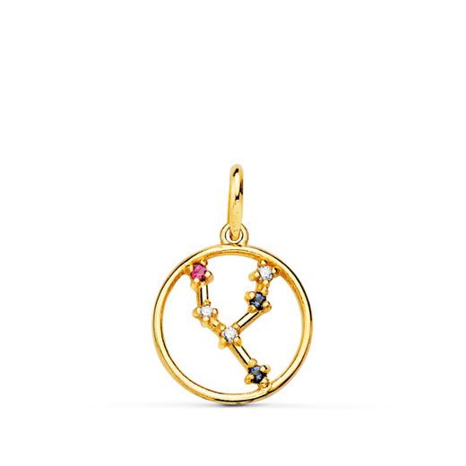 18K Horoscopo Oro Amarillo Tauro Constelaciones Circonita Color 12 Mm