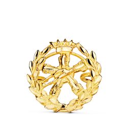 18K Insignia Oro Amarillo Ingeniero Aeronautico ( Aeroespacial ) 15 X 15 Mm
