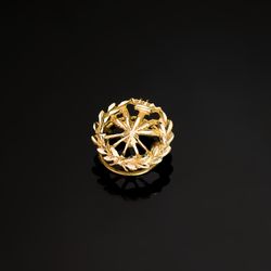 18K Insignia Oro Amarillo Ingeniero Agronomo. 15 X 15 Mm