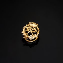18K Insignia Oro Amarillo Ingeniero De Montes 17 X 14 Mm
