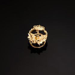 18K Insignia Oro Amarillo Ingeniero Naval 17 X 14 Mm