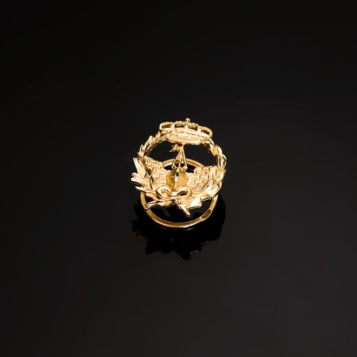 18K Insignia Oro Amarillo Ingeniero Naval 17 X 14 Mm