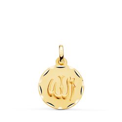 18K Medalla Oro Amarillo Ala Es Grande Tallada Y Matizada 16 Mm