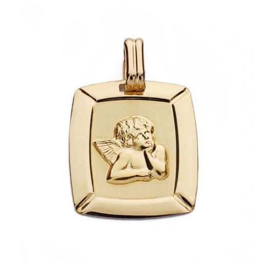 18K Medalla Oro Amarillo Angel Burlon Laser 20X17 Mm