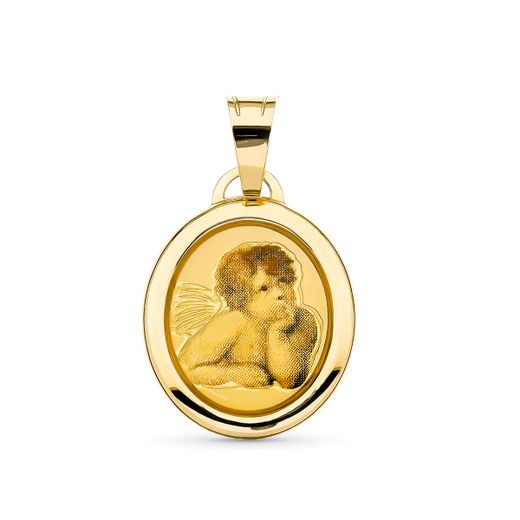 18K Medalla Oro Amarillo Angelito 19X15 Mm