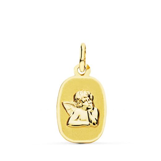 18K Medalla Oro Amarillo Angelito Burlon. 17X10 Mm