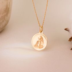 18K Medalla Oro Amarillo Bendicion De San Francisco Bisel 18 Mm