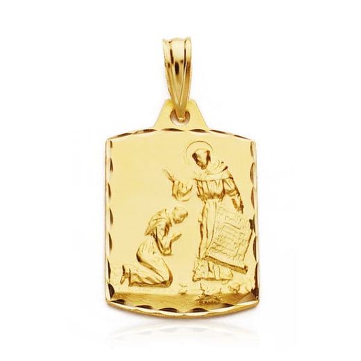 18K Medalla Oro Amarillo Bendicion De San Francisco De Asis 20X14 Mm