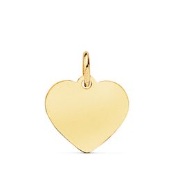 18K Medalla Oro Amarillo Corazon Angelito Burlon Esmalte Azul 14 Mm