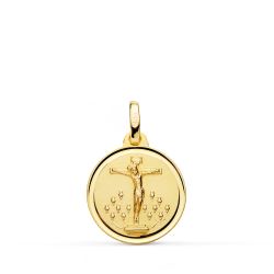 18K Medalla Oro Amarillo Cristo De La Laguna Bisel 18 Mm