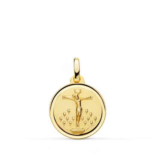 18K Medalla Oro Amarillo Cristo De La Laguna Bisel 18 Mm