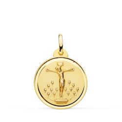 18K Medalla Oro Amarillo Cristo De La Laguna Bisel 20 Mm