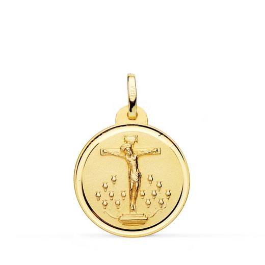 18K Medalla Oro Amarillo Cristo De La Laguna Bisel 20 Mm