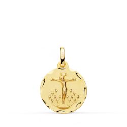 18K Medalla Oro Amarillo Cristo De La Laguna Tallada 16 Mm