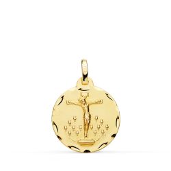 18K Medalla Oro Amarillo Cristo De La Laguna Tallada 18 Mm