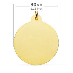 18K Medalla Oro Amarillo Cristo Sagrado Corazon De Jesus Bisel 30 Mm