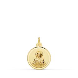 18K Medalla Oro Amarillo Cristo Sagrado Corazon Jesus Bisel 12 Mm