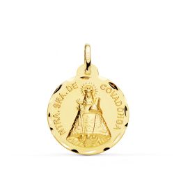 18K Medalla Oro Amarillo De La Virgen De Covadonga 22 Mm Tallada