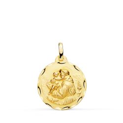 18K Medalla Oro Amarillo De San Antonio 18 Mm