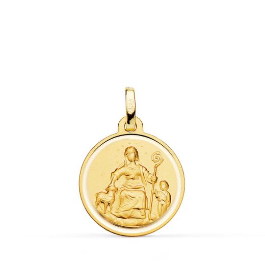 18K Medalla Oro Amarillo Divina Pastora 18 Mm Talla Bisel