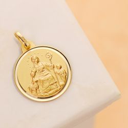18K Medalla Oro Amarillo Divina Pastora 18 Mm Talla Bisel