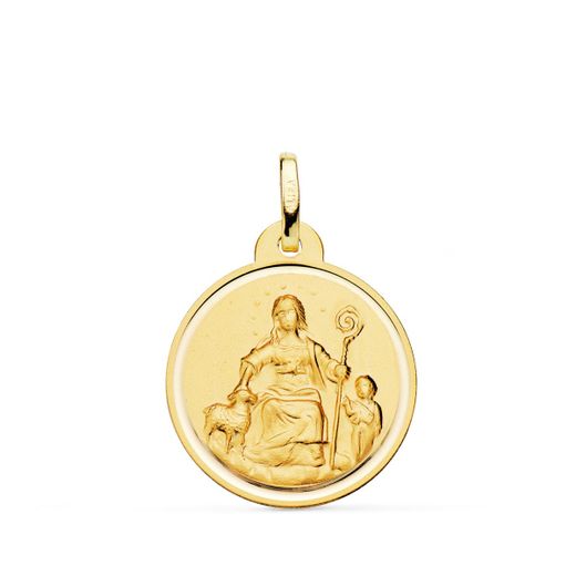 18K Medalla Oro Amarillo Divina Pastora Bisel 20 Mm