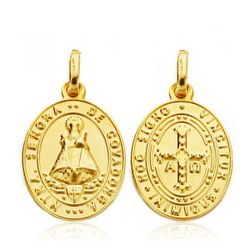18K Medalla Oro Amarillo Escapulario Oro Amarillo Virgen Covadonga Y Cruz De La Victoria 20X14 Mm