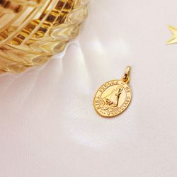 18K Medalla Oro Amarillo Escapulario Oro Amarillo Virgen Covadonga Y Cruz De La Victoria 20X14 Mm