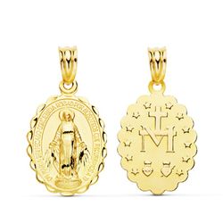 18K Medalla Oro Amarillo Escapulario Oro Amarillo Virgen De La Milagrosa 23X14 Mm 1.60 Gr