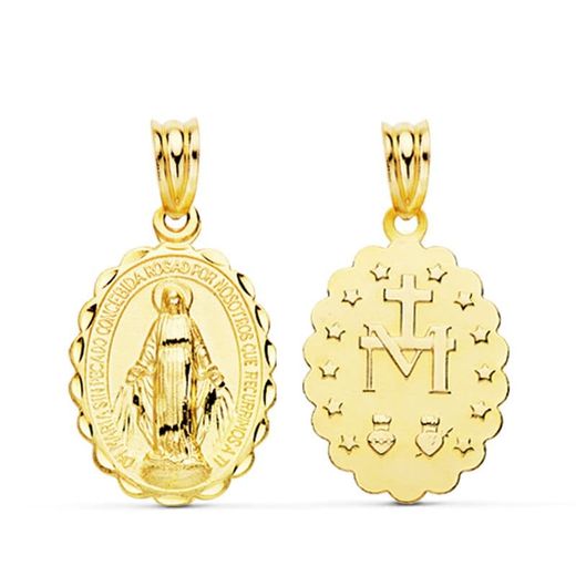 18K Medalla Oro Amarillo Escapulario Oro Amarillo Virgen De La Milagrosa 23X14 Mm 1.60 Gr