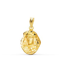 18K Medalla Oro Amarillo Esperanza De Triana Silueta Tallada 17X13 Mm
