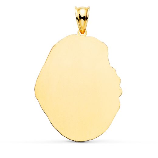 18K Medalla Oro Amarillo Esperanza De Triana Silueta Tallada 35X28 Mm
