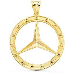 18K Medalla Oro Amarillo Estrella Con Cerco Y Circonita 35 Mm