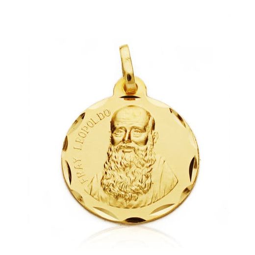 18K Medalla Oro Amarillo Fray Leopoldo 22 Mm