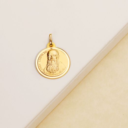 18K Medalla Oro Amarillo Fray Leopoldo Bisel 18 Mm