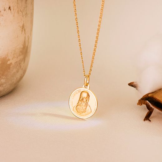 18K Medalla Oro Amarillo Fray Leopoldo Bisel 18 Mm