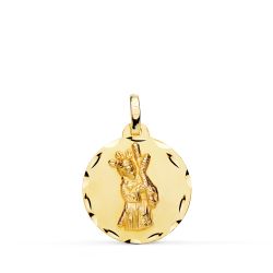 18K Medalla Oro Amarillo Gran Poder Tallada 18 Mm