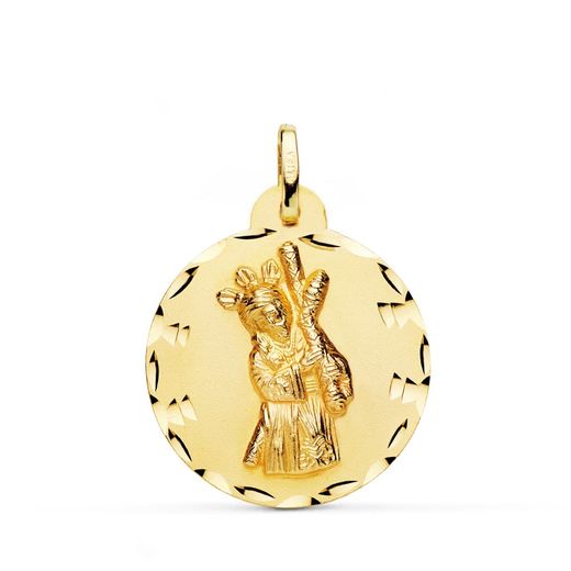 18K Medalla Oro Amarillo Gran Poder Tallada 24 Mm