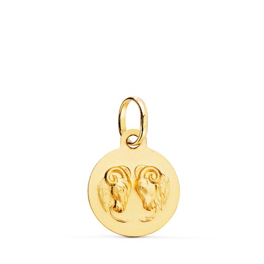 18K Medalla Oro Amarillo Horoscopo Oro Amarillo Oro Amarillo Aries Matizada 13 Mm