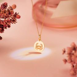 18K Medalla Oro Amarillo Horoscopo Oro Amarillo Oro Amarillo Cancer Matizada 13 Mm